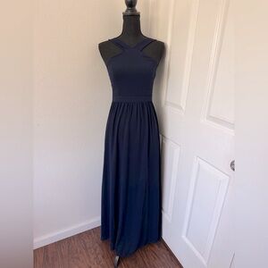 Lulus Air of Romance Halter Neck Maxi Dress in Navy